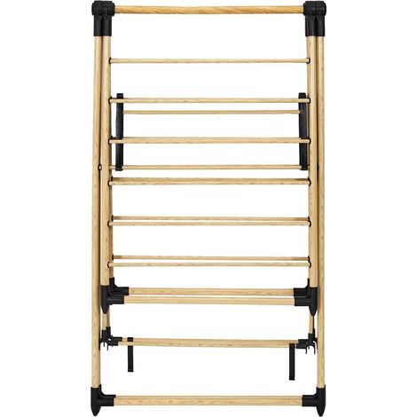 Altobuy – Etendoir à linge pliable 13 mètres – Tubes métalliques effet bois – Dimensions 155 x 99 x H61 cm – Gain de place assuré
