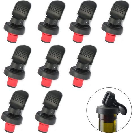 AMXCNOY Flaschenverschluss mit Hebel, luftdicht, auslaufsicher, wiederverwendbare Weinverschlüsse mit Expansionsdichtungssystem für Wein und Bier, 9 Stück (Schwarz) (1/4)