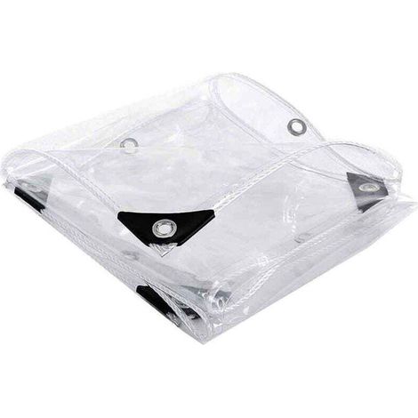 Bâche protection PVC transparent 3x1,8m pour meubles jardin, résistante froid, pluie, gel