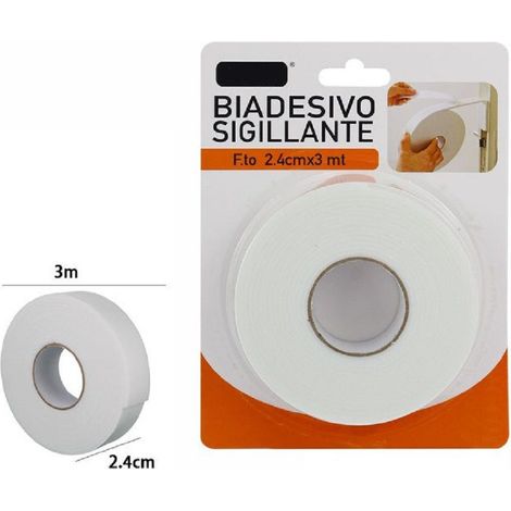 Trade Shop - WEISSE DOPPELSEITIGE DICHTUNGSBANDROLLE 2,4 CM X 3 METER DICHTUNGSREPARATUR 69827 -