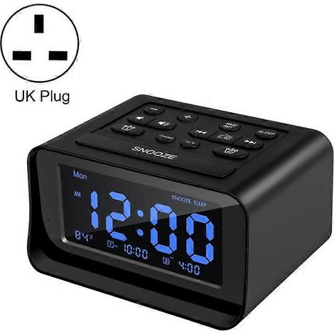 Réveil numérique LED pour chambre à coucher avec port de chargement USB, radio, thermomètre et horloge électronique à plat. Caractéristiques : (1/4)