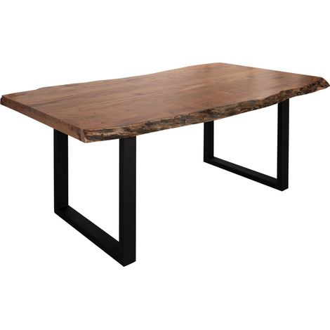 FREEFORM 5 Tavolo da pranzo in legno di acacia - laccato natur /gambe in ferro - antracite mat 160x90x77