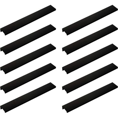 Nazalus-Hot Sale-Packung mit 10 schwarzen Griffen, schwarzen Möbelgriffen – unsichtbarer Griff, schwarzer Küchenmöbelgriff, mattschwarzer Möbelgriff, Abstand 160 mm aus Aluminiumlegierung