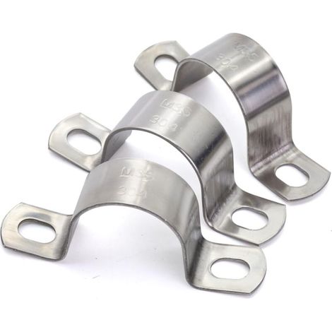 U-Collier de Serrage Tuyau Robustes Ø25 mm, Collier de Fixation Inox - Tuyau Pour Fixation/Attache Tube - 10 Pcs (1/4)