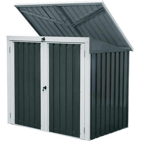 Zelsius Gartenschrank 158 x 101 x 134 cm, Anthrazit, Metall Geräteschrank mit Lüftungsgittern