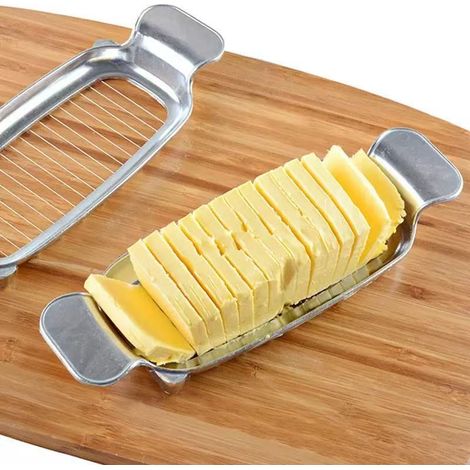 Coupe Beurre et Trancheuse à Fromage en Acier Inoxydable avec Plateau,Coupe-Aliments Manuel Polyvalent pour Beurre Fromage et Fruits Mous (1/3)
