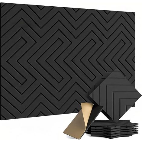 Panneaux Acoustiques Auto-Adhésifs 12 Pièces Noir – Insonorisation Haute Densité 30x30x1 cm, Réduction du Bruit pour Bureau, Studio et Chambre (1/5)