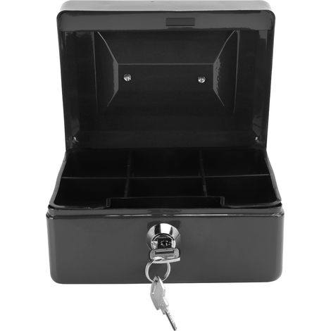 Mini-Tresor (15 cm) mit Schloss, tragbar, sicher, mit Schlüsselschloss für Zuhause und Büro, schwarz (1/5)