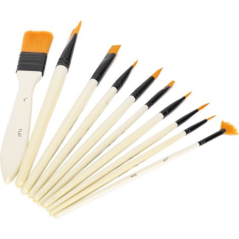Ensemble de 10 pinceaux en nylon avec sac de rangement pour pinceaux à récurer, outils pour aquarelle, gouache et acrylique