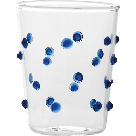 Zafferano Lot De 6 Verres Party Tumbler Junior En Verre Borosilicaté Bleu Avec Décoration À Pois Faits À La Main, Résistants Aux Chocs Thermiques (1/2)