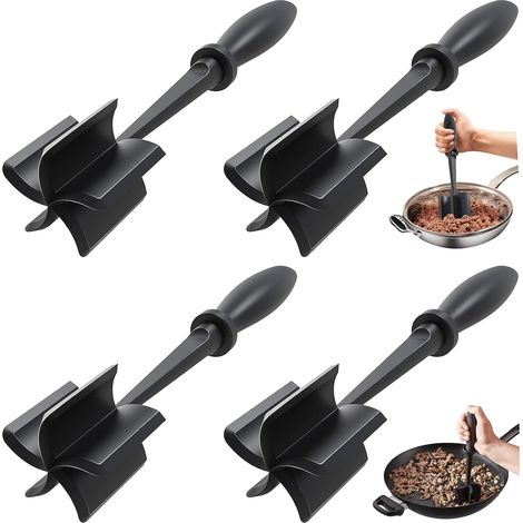 Hachoir à viande multifonction 4 pièces, hamburger, purée viande ou fruits, noir, accessoire cuisine pratique (1/4)
