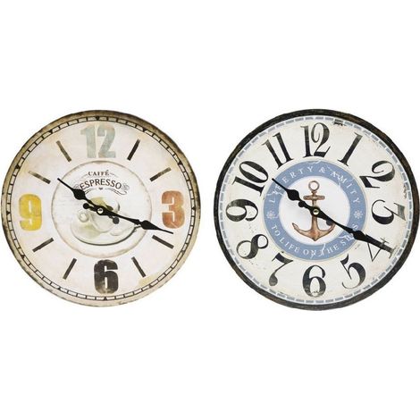 TrAdE Shop Traesio - Orologio Da Parete In Stile Vintage Tondo In Legno Analogico Casa Cucina 218707 - (1/3)