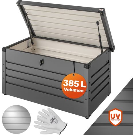 Gardebruk Storage Box  Garden Metal  385L  Lockable Gas Lift  Lid Chest Tool  120x62x63cm  Container Outdoor Patio Balcony  Anthracite  Secure  Waterproof Trunk (1/5)