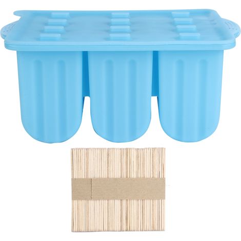 12 alvéoles bleu moule à glaçons réutilisable, ustensile DIY pour crème glacée, accessoire de cuisine avec couvercle (1/5)