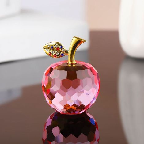 Ornements de pommes en cristal pour la décoration intérieure,Rose/4 cm (1/4)