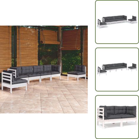 6-tlg. Garten-Lounge-Set mit Kissen Kiefer Massivholz - Gartenzubehör - Lounge Set - Gartenmöbel - Esszimmergarnitur - Outdoor Möbel (1/5)