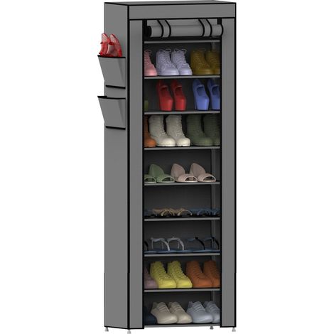 Organizador de Zapatos con 9 Baldas Blanco/Gris 58x28x158cm 7hous (1/4)