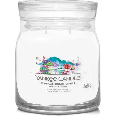 Lumières Magiques et Éclatantes - Yankee Candle Signature - Bougie Parfumée Moyenne à Deux Mèches