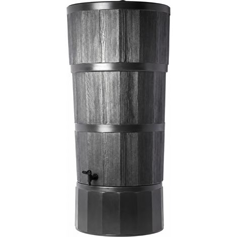 150L Woodgrain Effect Water Butt Kit - Black