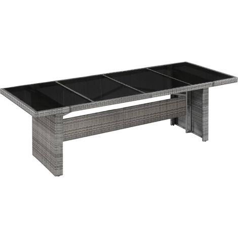 Gartentisch 240x90x74 cm Poly Rattan und Glas