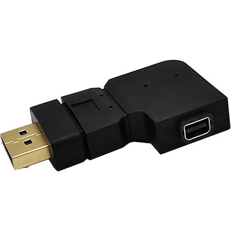 Adaptateur de câble vidéo portable DisplayPort vers Mini DisplayPort 90, anticorrosion, coudé à droite. (1/4)