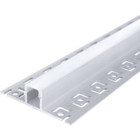 Silamp – Profilé aluminium encastrable 2m pour ruban LED – Installation facile dans cloisons – Résistant aux chocs et à la corrosion