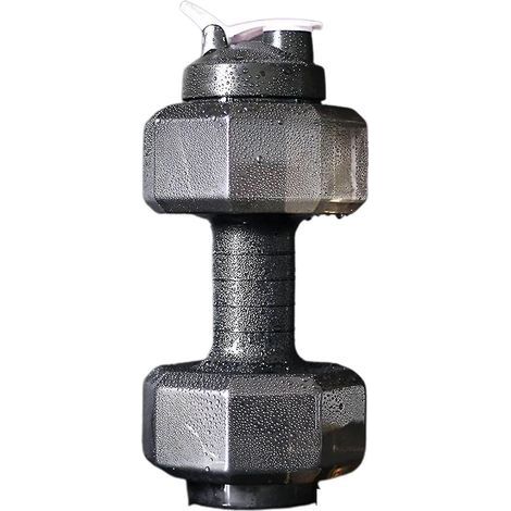 Gourde en forme d'haltère, grande capacité, en plastique, portable, pour le sport, noire, 2,6 L (1/3)