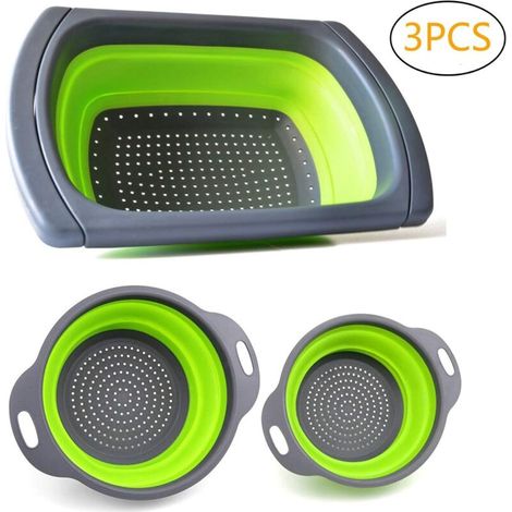 Passoire - Pliable - Pour Évier - Fruits Légumes Thé - 3 Pièces (1/4)