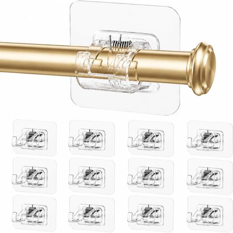 Support Tringle Rideaux sans Percage et Accroche Rideau sans Percage, Accroche et Attache sans Percage avec Support Coffre Volet Roulant, Crochet sans Percage (1/5)