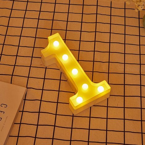Jandei - Letras LED Número 1 iluminadas luz blanca cálida altura 22cm con pilas 2xAA Letras LED