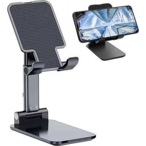 Faltbarer und verstellbarer Telefonständer, kompatibel mit tragbaren Bildschirmen, Tablets und iPad (schwarz) (1/5)