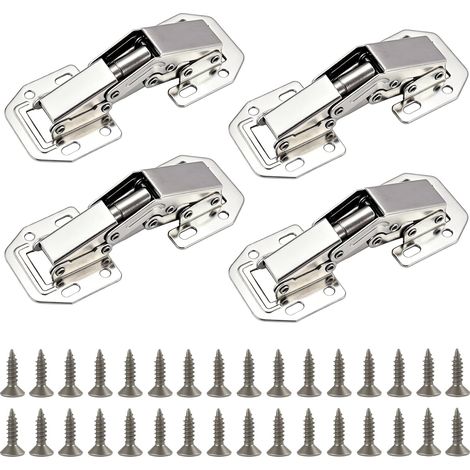 4 PCS Charnières pour Placards Épaissies 100×42mm avec Amortisseur, Charniere Invisible pour Porte Placard et Meuble, Charniere Porte Cuisine 90° avec 32 Vis pour Portes Lourdes (1/5)