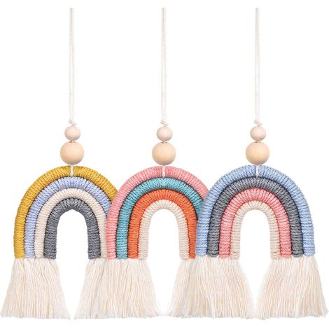 Pendentif Voiture Arc-en-Ciel - Diffuseur Huile Essentielle - Décoration Intérieur Auto - En Bois Naturel - Lot de 3 (1/5)