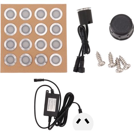 16 feux LED encastrables en acier inoxydable et PC, IP67 étanche pour jardin, terrasse, escalier, 90-265V, prise AU (1/5)