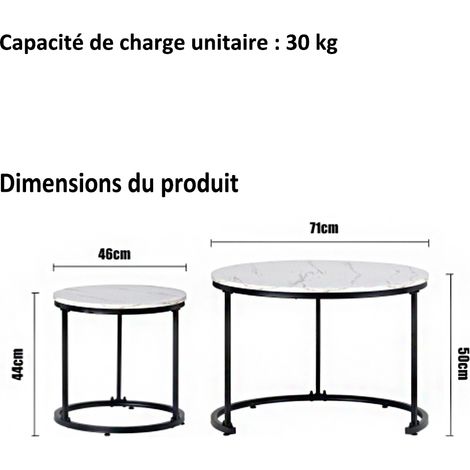 Ensemble de 2 tables basses rondes – Tables gigognes, tables d’appoint – Gain de place et style rond (1/5)