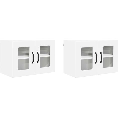 Maison Exclusive - Cabinet en verre mural PORTO 2 pcs Blanc 60 x 31 x 40 cm (1/5)