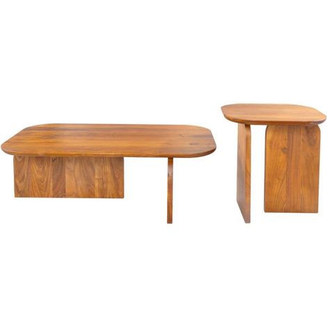 Mesas bajas ORION 145 cm en madera de acacia maciza color madera natural (1/5)