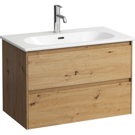 Laufen Lani for Lua - Waschtisch mit Unterschrank, 51x77x44 cm, 2 Auszüge, Eiche H8600872671041 (1/4)