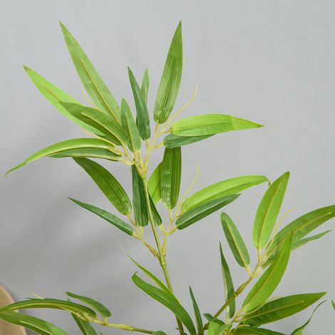 Bambou artificiel réaliste 1,20 m avec tige naturelle - Pot noir fourni, plante verte d'intérieur décorative (1/5)