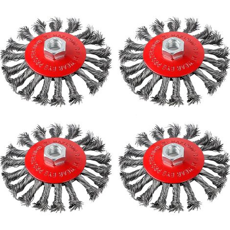 Brosse Métallique Meuleuse Ø115mm Disques à M14 pour Meuleuse d'Angle, Polissage et Dérouillage Métal, Lot de 4 Pièces (1/5)