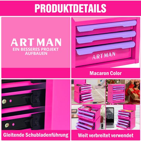 Organiseur de bureau en forme de tiroir, outil magique pour ranger les postes de travail, étagère de rangement pour fournitures de bureau, armoire de rangement pour cosmétiques – Rose violet, 2+3 nive (1/4)