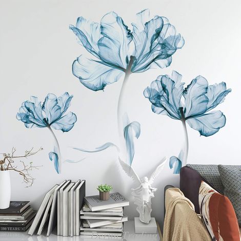 Vinilos decorativos y murales, decoración de interiores, sala de estar, vinilos decorativos de flores, decoración de interiores, pared (1/5)