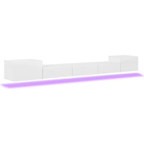 Mueble TV de pared blanco con LED multicolor y puertas brillo HOMVRA (1/5)