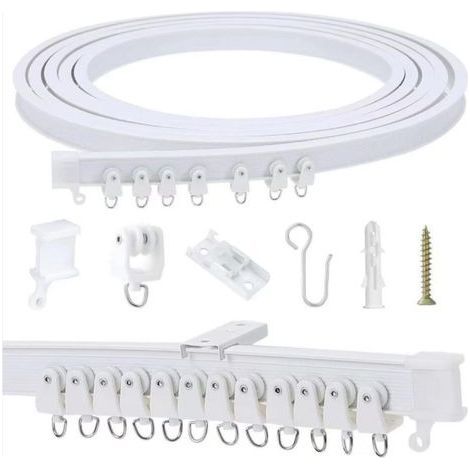 2M Rail de rideau flexible et flexible, Rail de rideau incurvé, Système de rails de rideau pour séparateur de pièce, rideau de douche, chambre à coucher, balcon, hôpital (1/5)