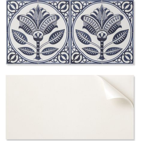 Revestimiento mural de vinilo autoadhesivo con gr谩ficos para cocina, 120 x 60 cm, estampado floral cer谩mico.