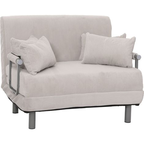 [NON UTILIZZATO] Poltrona letto HHG-702, pieghevole Divano letto, superficie riposo 190x100cm, tessuto a coste (330 g/m²), grigio chiaro