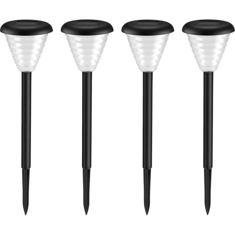 Lot de 4 lampes solaires pour pelouse, lampes solaires, veilleuses, lampes de chemin extérieures étanches IP55, éclairage décoratif de jardin, lumière blanc chaud (1/3)