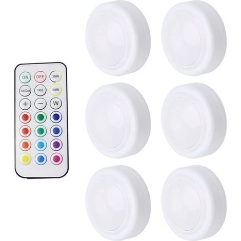 6 teiliges Nachtlicht Set, LED Schrankbeleuchtung, batteriebetrieben, dimmbar, inklusive 1 Fernbedienung. (1/5)
