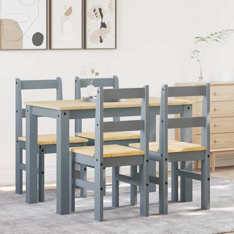 5-tlg. Essgruppe PANAMA Grau Massivholz Kiefer