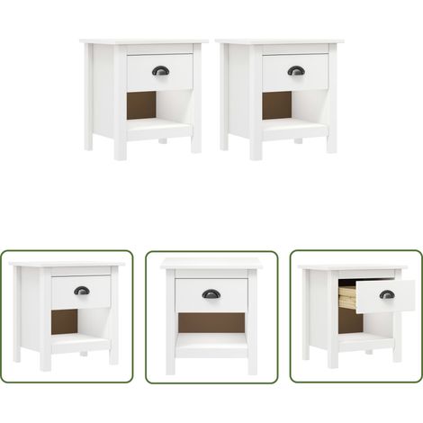 The Living Store Tables de chevet 2 pcs Hill 46x35x49,5 cm Bois de pin solide - Table De Chevet - Meuble De Chambre - Commode - Armoire De Chevet - Mobilier Design (1/5)